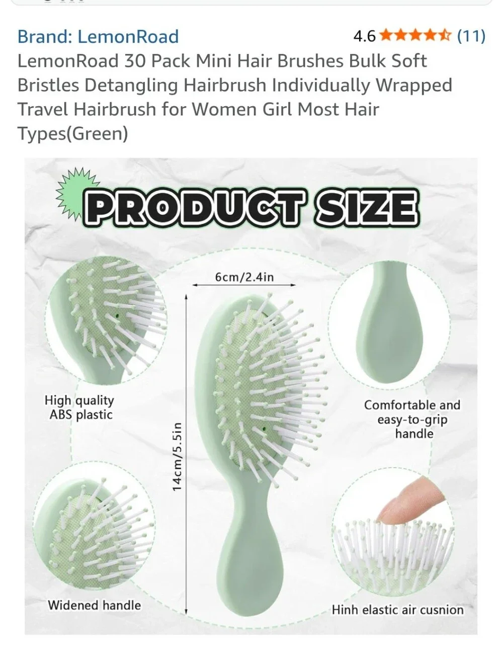 Lemon Mint Green Air Cushion Massage Hair Brush  30 Total New Perfect For Group